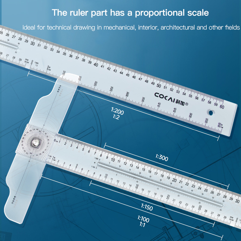 Woodworking Classes - Dual-Sided T Square Ruler Clear Transparent